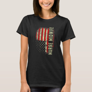 Hebamme Krankenschwester 4. Juli US-Flagge Patriot T-Shirt