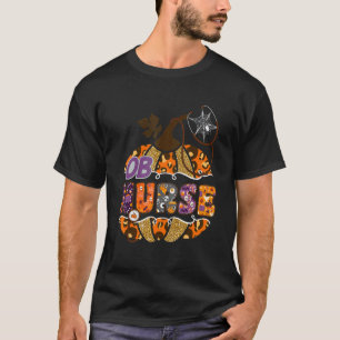 Hebamme Stethoskop Leopard Halloween Kürbis Cos T-Shirt