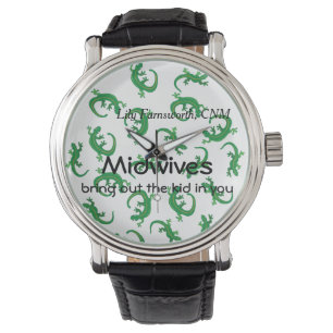 Hebammen und grüne Eidechsen-Drehung Armbanduhr