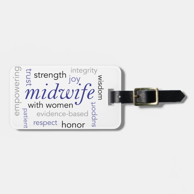 Hebammewortwolke Gepäckanhänger (Vorderseite horizontal)
