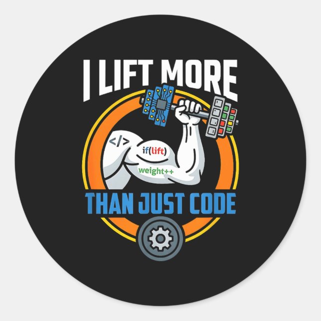 Hebe mehr als nur Code lustiger Programmierer Entw Runder Aufkleber (Vorderseite)