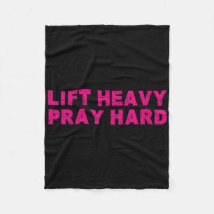Hebe schwer, bete hart Fitness Bodybuilding Jesus Fleecedecke