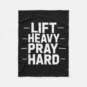 Hebe schwer, bete hart, Fitnessstudio, christliche Fleecedecke
