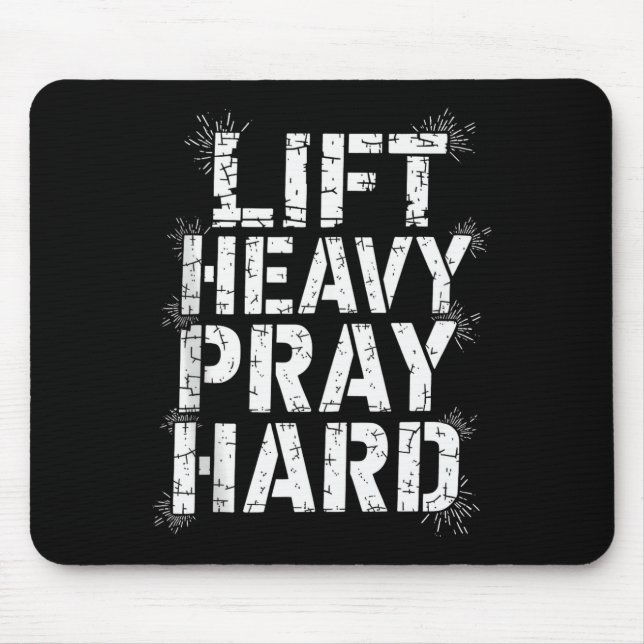 Hebe schwer, bete hart, Fitnessstudio, christliche Mousepad (Vorne)