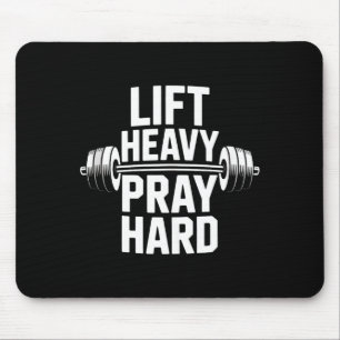 Hebe schwer, bete hart, Fitnessstudio, christliche Mousepad