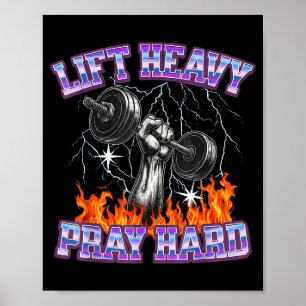 Hebe schwer, bete hart, Fitnessstudio, christliche Poster