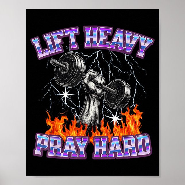Hebe schwer, bete hart, Fitnessstudio, christliche Poster (Vorne)