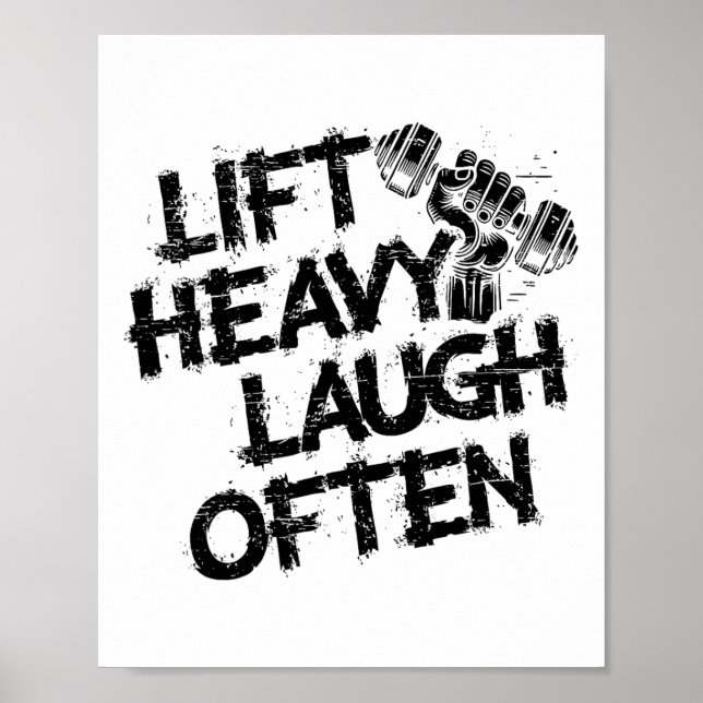 Hebe schwer, lache oft Gewichtheber Bodybuilding B Poster (Vorne)