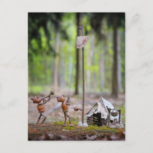 Heben der Flagge im Lager. Summer Camping Postkarte