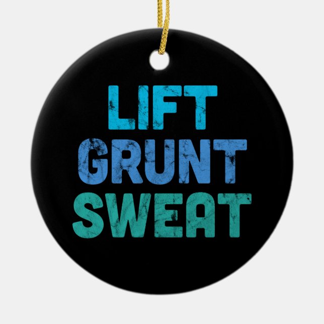 Heben Grunt Sweat Bodybuilder Gym-Übung Keramik Ornament (Vorne)