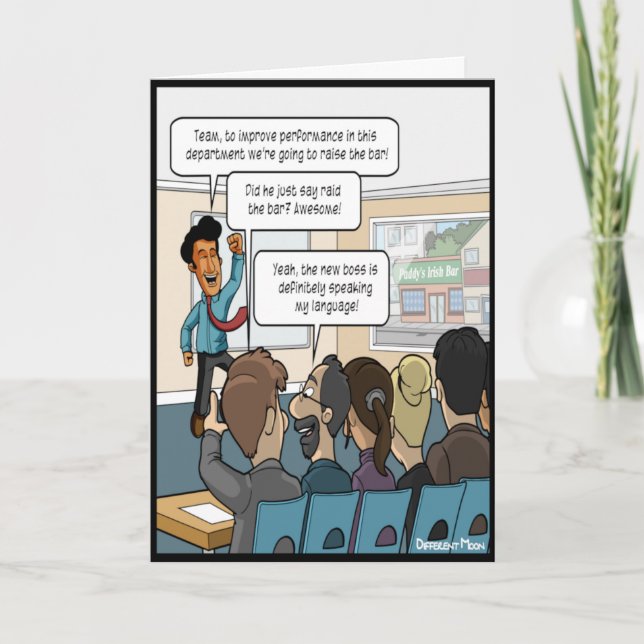 Heben Sie die Bar Funny Boss's Day Card auf Karte (Vorderseite)