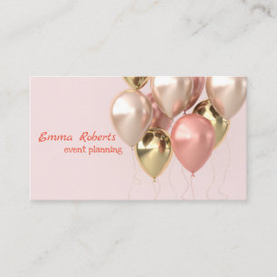 Heben Sie sich mit elegantem rosa Ballondesign ab Visitenkarte