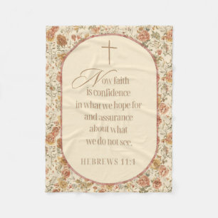 Hebräer 11:1 Glaube Schrift Vintage Floral Fleecedecke