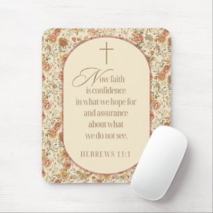 Hebräer 11:1 Glaube Schrift Vintage Floral Mousepad