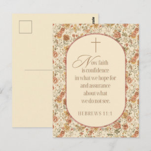 Hebräer 11:1 Glaube Schrift Vintage Floral Postkarte