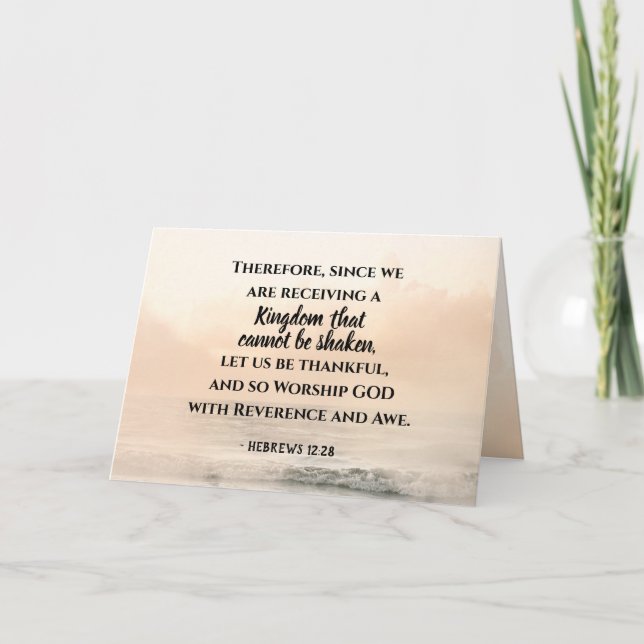 Hebräer 12:28 Ein Königreich, das nicht erschütter Karte (Vorderseite)