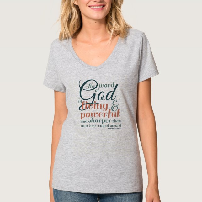 Hebräer 4:12 (NKJV) Bibelverse Gott Christlich T-Shirt (Vorderseite)