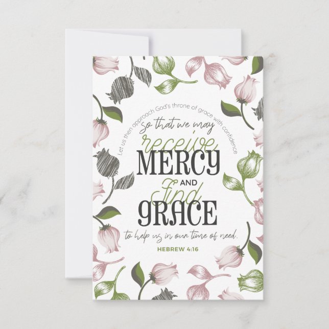 Hebräisch 4:16 Anführungszeichen mit weißer Blumen Dankeskarte (Vorderseite)