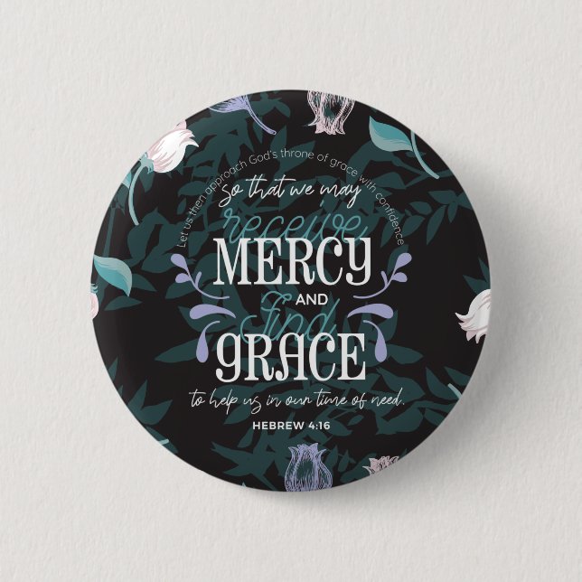 Hebräisch 4:16 zitiert schwarz button (Vorderseite)