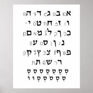 Hebräisch Alphabet mit jüdischer Nikkud-Bildung Poster