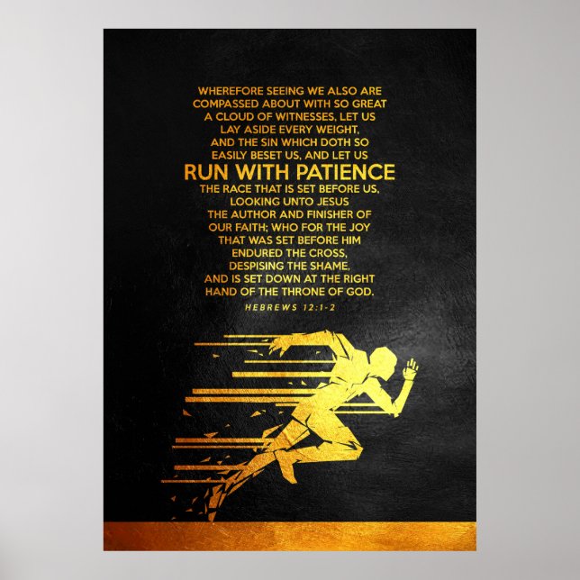 Hebräische 12:1-2 Bibelverse Poster (Vorne)