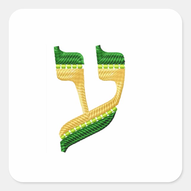 Hebräische Buchstaben Sticken Ayin im Stile der He Quadratischer Aufkleber (Vorderseite)