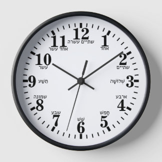 hebräische Buchstabennummern Uhr