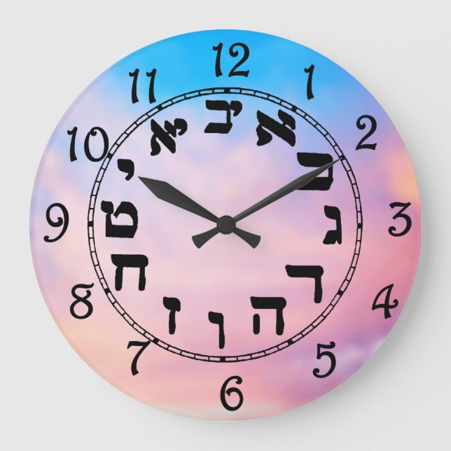 Hebräische Zahlen  Große Wanduhr (Vorderseite)