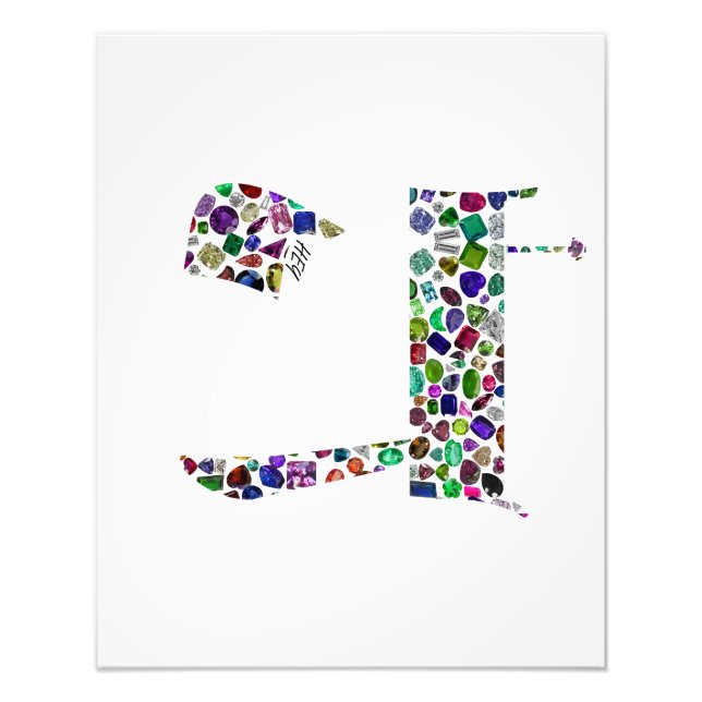 Hebräischer Brief HEY aus Edelsteinen Fotodruck (Vorne)