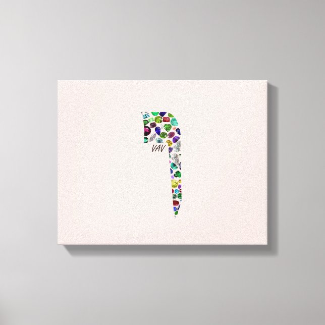 Hebräischer Brief VAV aus Edelsteinen Leinwanddruck (Vorderseite)