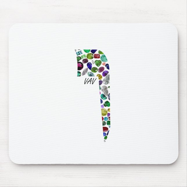 Hebräischer Brief VAV aus Edelsteinen Mousepad (Vorne)
