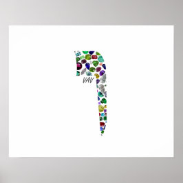 Hebräischer Brief VAV aus Edelsteinen Poster