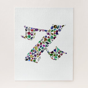 Hebräischer Buchstabe ALEF aus Edelsteinen Puzzle
