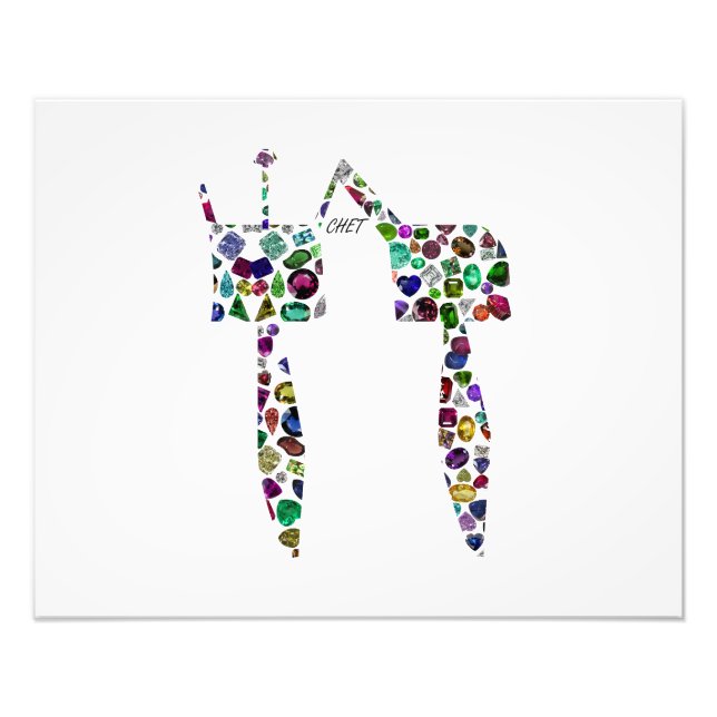 Hebräischer Buchstabe 'CHET' aus Diamanten und Ede Fotodruck (Vorne)