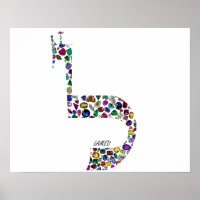 Hebräischer Buchstabe 'LAMED' aus Wertvollen Stein