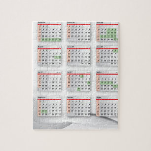 Hebräischer englischer Kalender 2016-2017 Puzzle