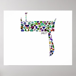 Hebräischer Letter DALET aus Edelsteinen Poster