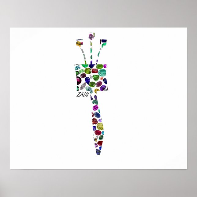 Hebräischer Letter ZAIN aus Edelsteinen Poster (Vorne)