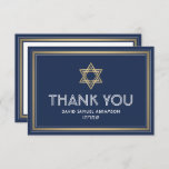 Hebräischer Name Bar Mitzvah Star von David Navy & Dankeskarte<br><div class="desc">Herzlichen Dank an Familie und Freunde, dass sie Ihre Bar mitzvah Feier mit eleganten, maßgeschneiderten Dankkarten teilen. Alle Formulierungen sind einfach zu personalisieren oder zu löschen. Wenn Sie lieber Hand schreiben Sie Ihre Nachricht von Dankeschön, löschen Sie einfach den Beispieltext. Dieses blaue, weiße und goldene Template-Design mit englischen und hebräischen...</div>