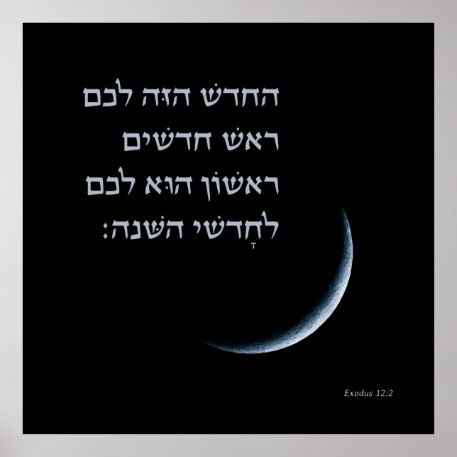 Hebräischer Rosh Chodesh New Moon Torah Zitat Exod Poster (Vorne)