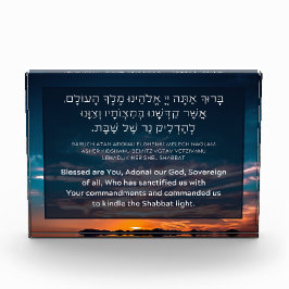 Hebräischer Segen für das Kindling der Shabbat-Ker Fotoblock