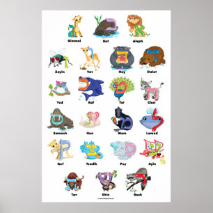 hebräisches Aleph Bet (Alphabet) Poster, 24"x36" Poster