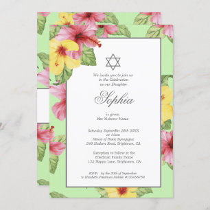 Hebräisches Baby-Naming für jüdische tropische grü Einladung