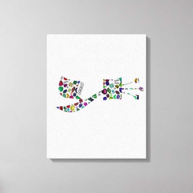 Hebräisches Letter GIMMEL aus Edelsteinen Leinwanddruck (Vorderseite)