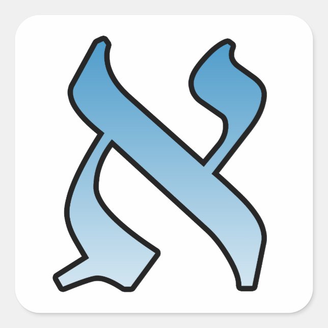 Hebrew-Alef-Brief Quadratischer Aufkleber (Vorderseite)