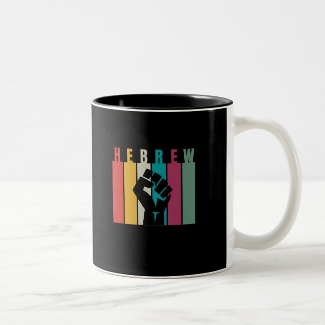 HEBREW Farbiges Kunstdesign Zweifarbige Tasse (Rechts)