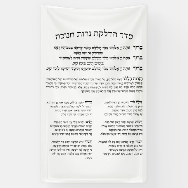 Hebrew Hadlakat Nerot Chanukah - Segnungen Menorah Banner (Vertikal)