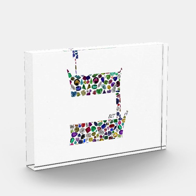 Hebrew Letter BET made with Gemstones Fotoblock (Links)