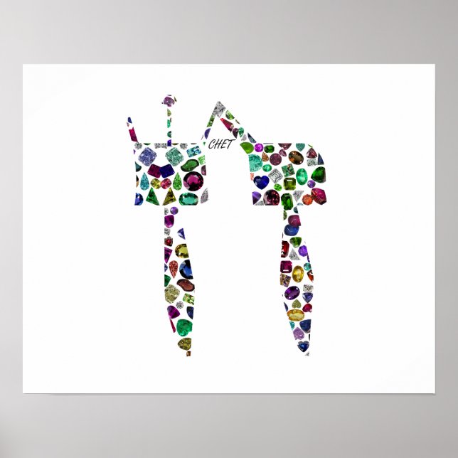 Hebrew Letter 'CHET' made with Diamonds and Gems Poster (Vorne)