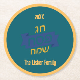 Hebrew Passover Family Wine Runder Pappuntersetzer
